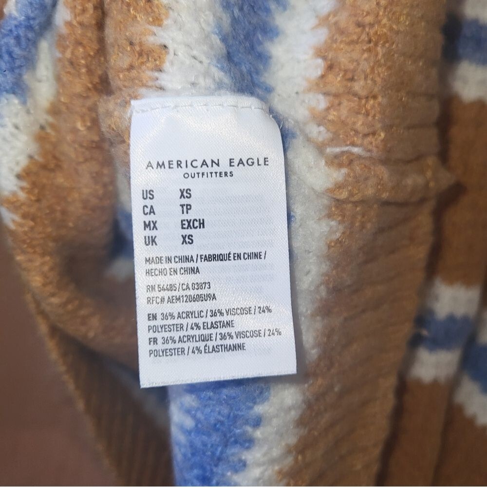 American Eagle Stripe Oversized Knit Crewneck Sweater Xsmall - Picture 5 of 5